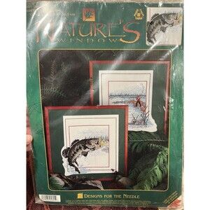 Designs For The Needle Counted Cross Stitch Bass Fishing Natures window 5405 New